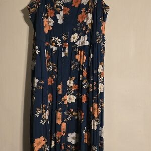Torrid Blue and Orange Floral Knit Dress